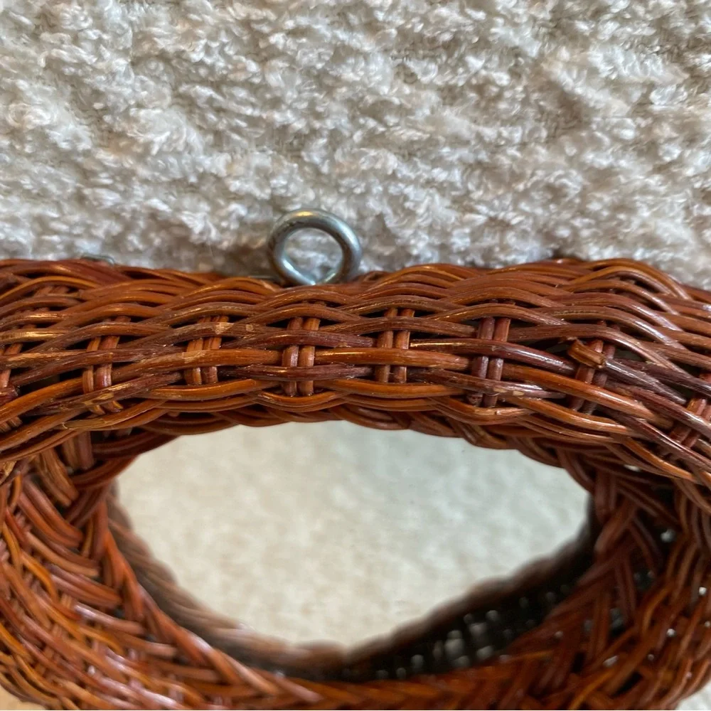 Vintage Small Wicker Heart Mirror - Wicker Accent Mirror